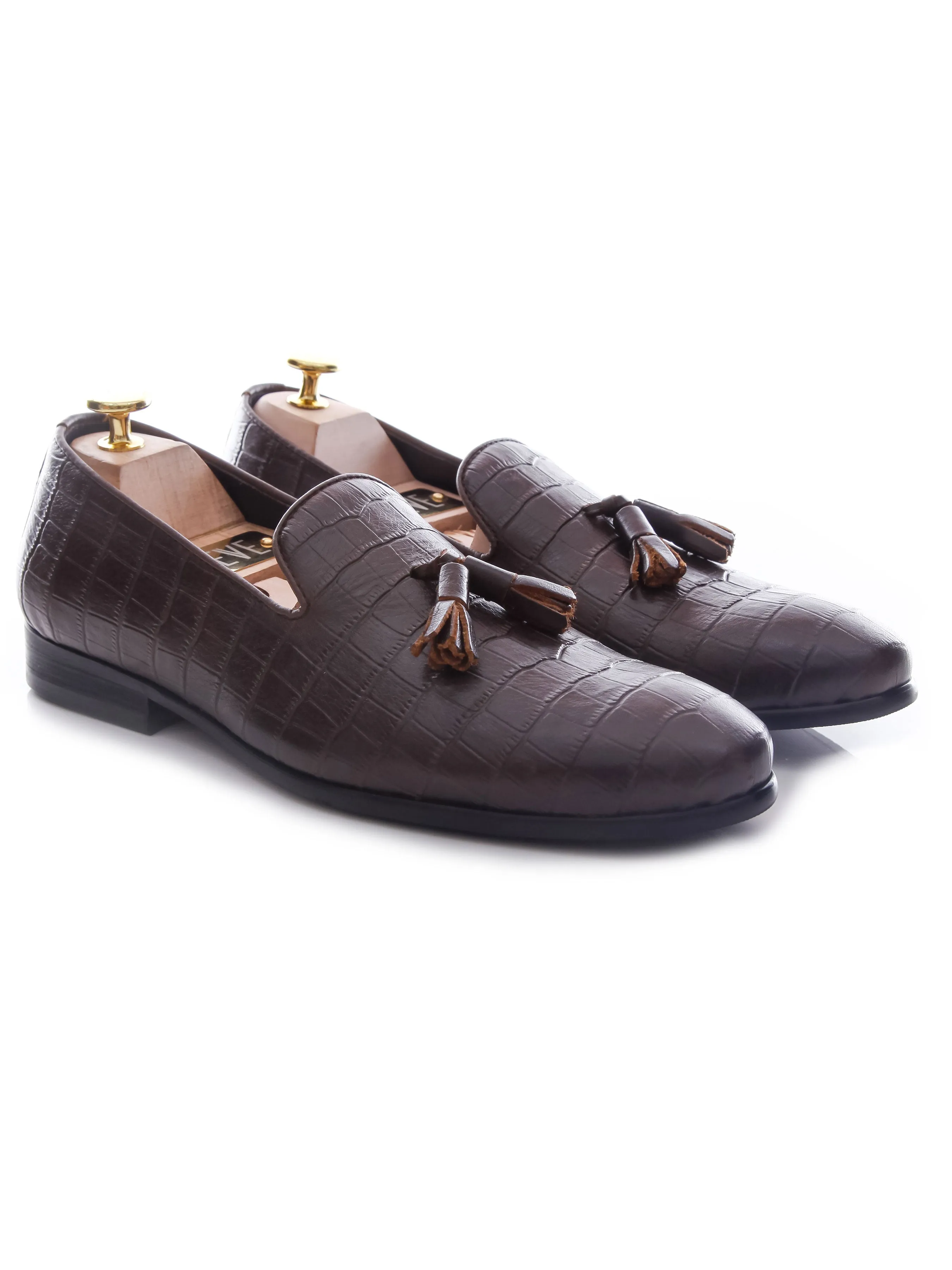 Loafer Slipper - Coffee Croco Leather