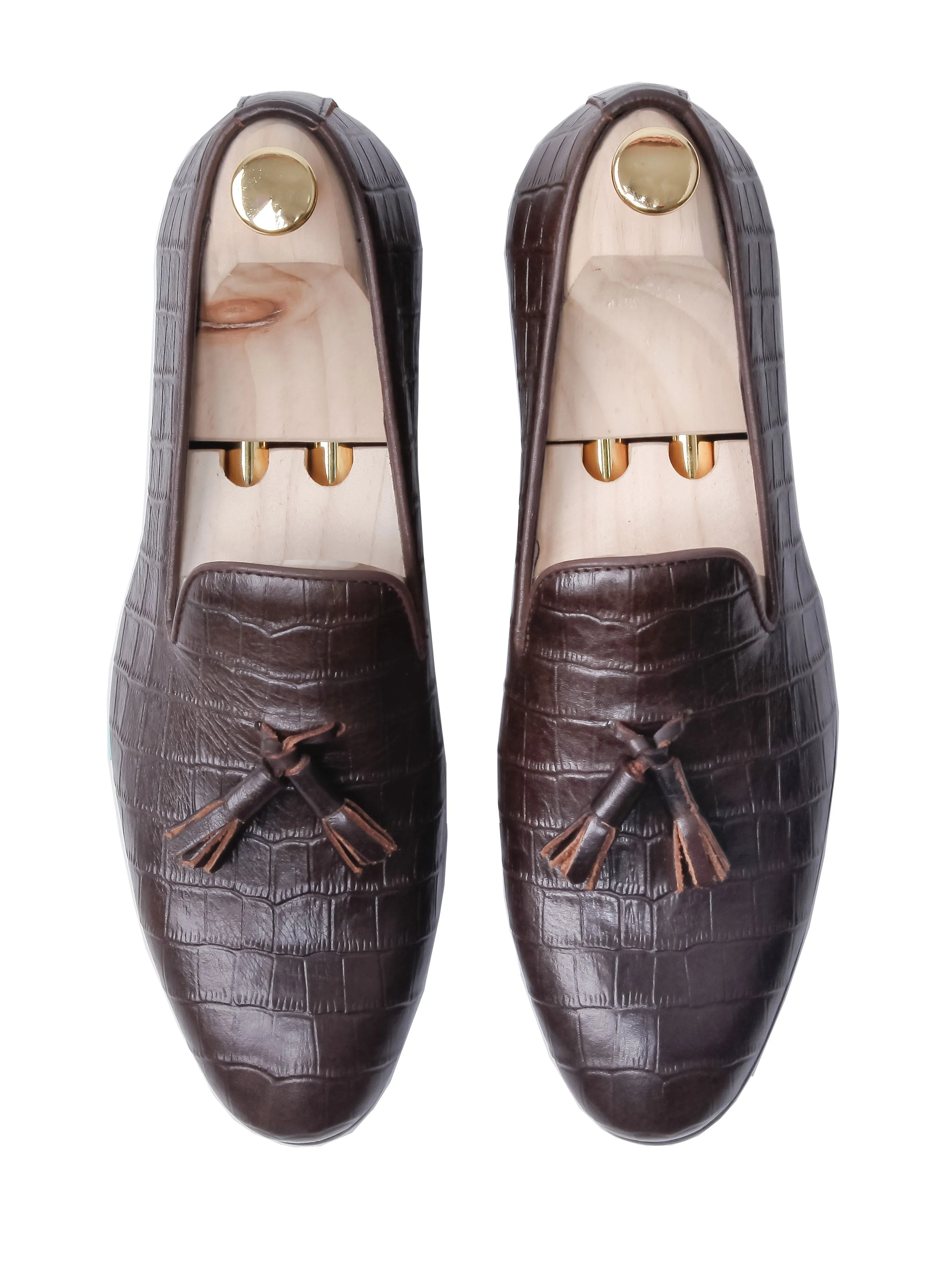 Loafer Slipper - Coffee Croco Leather