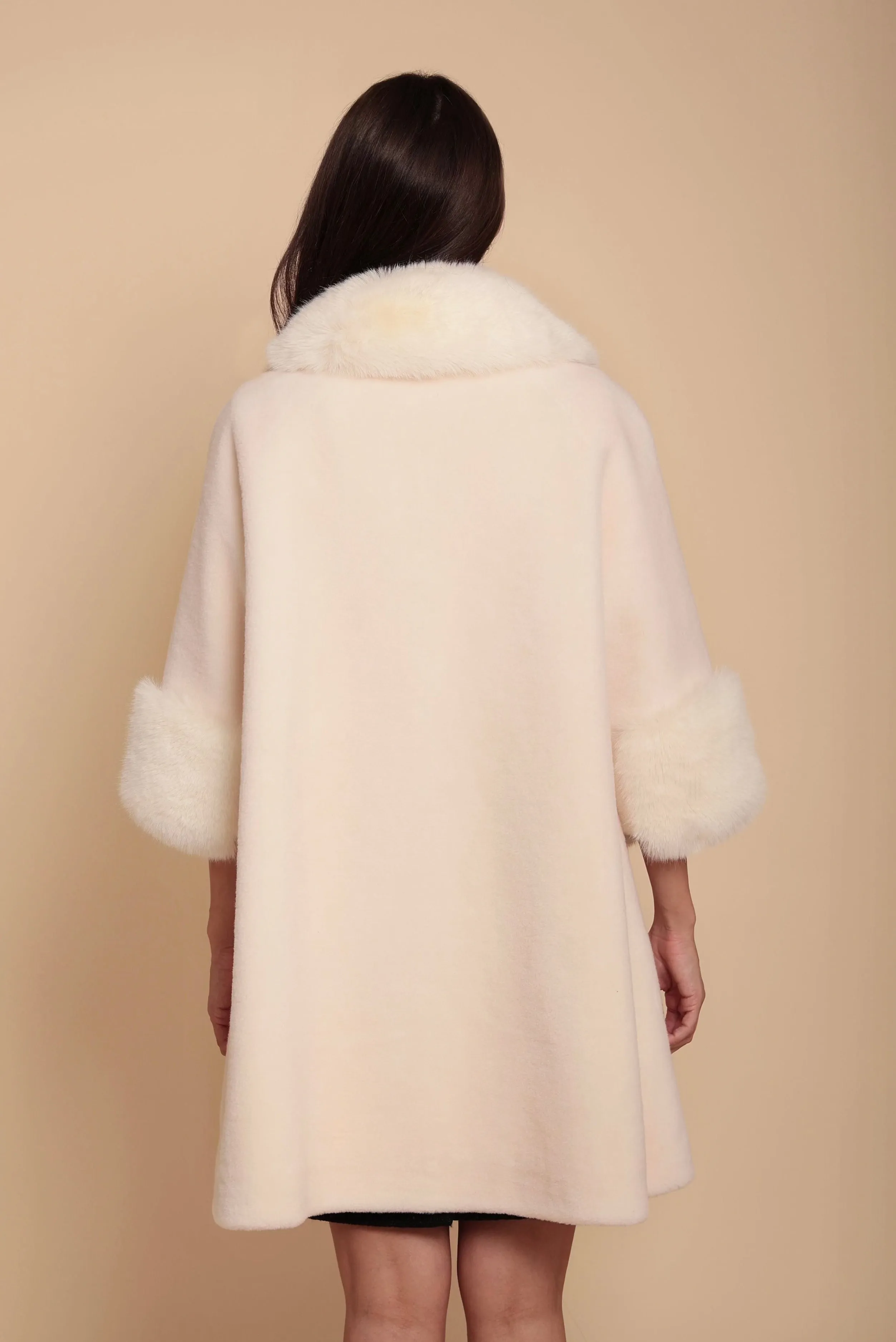 'Marilyn' Wool Swing Coat in Bianco