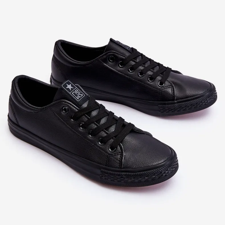 Men's Lace Up Classic Sneakers Black Hank