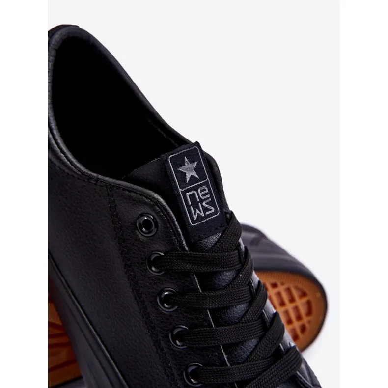 Men's Lace Up Classic Sneakers Black Hank