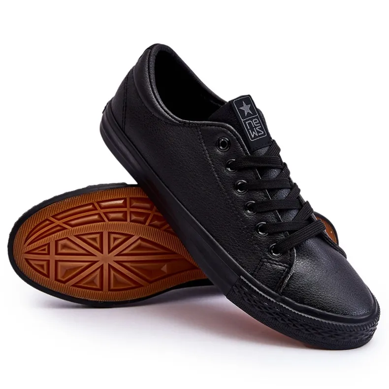 Men's Lace Up Classic Sneakers Black Hank