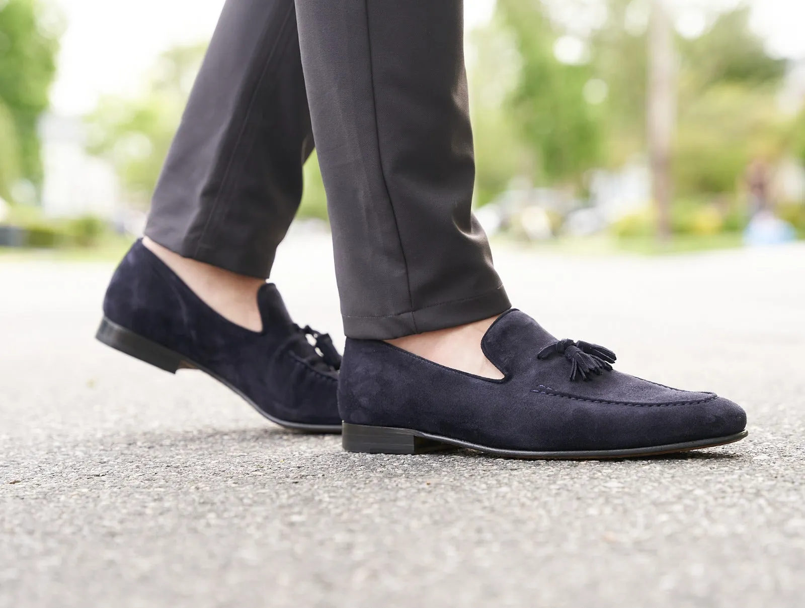 Mirto - Men's Tassel Loafer Navy Suede