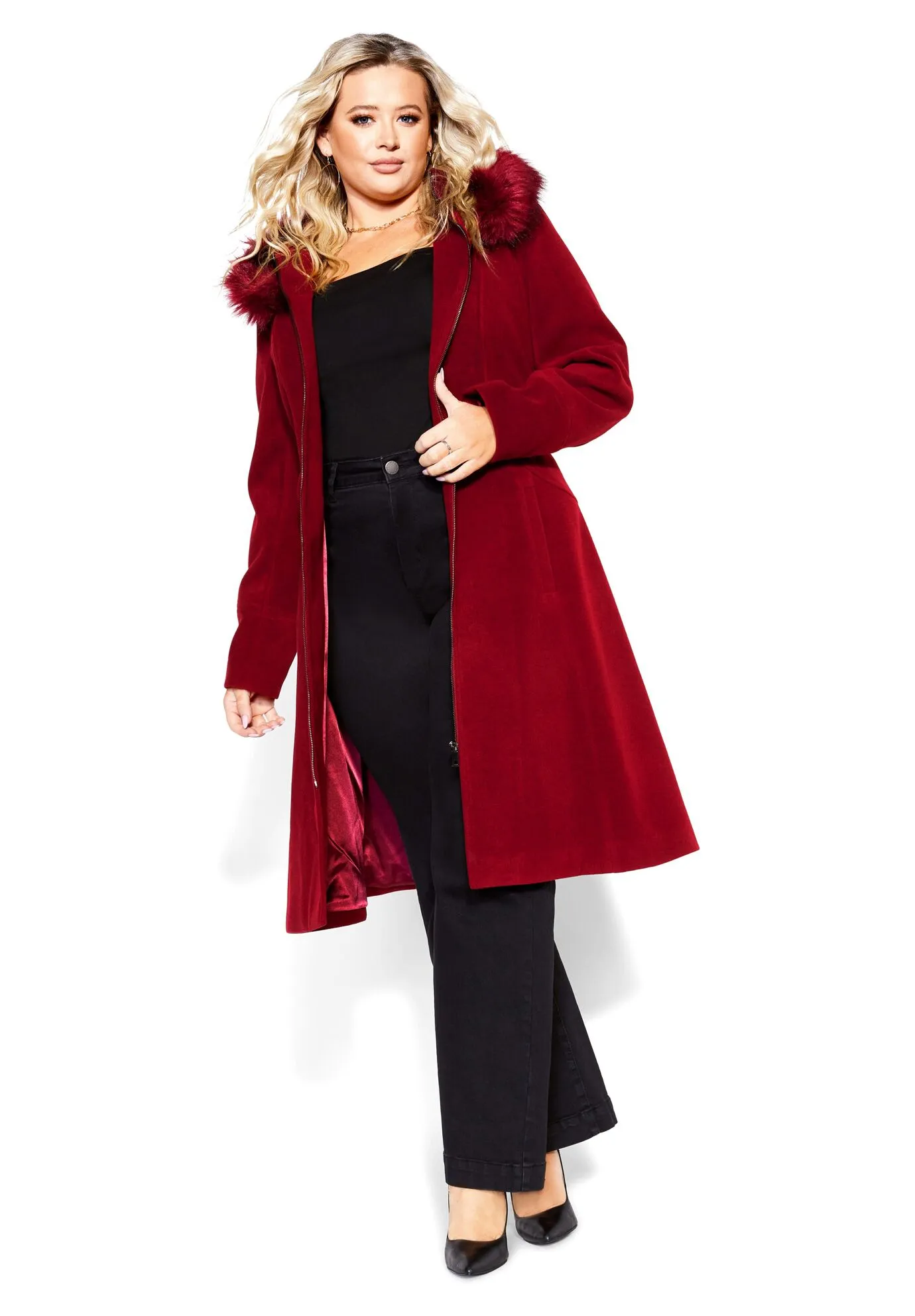 Miss Mysterious Coat - dark cherry