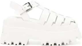 NAKED WOLFE Devil 90mm caged platform sandals White