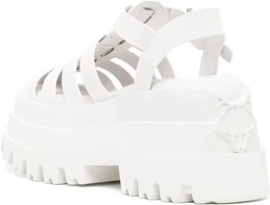 NAKED WOLFE Devil 90mm caged platform sandals White