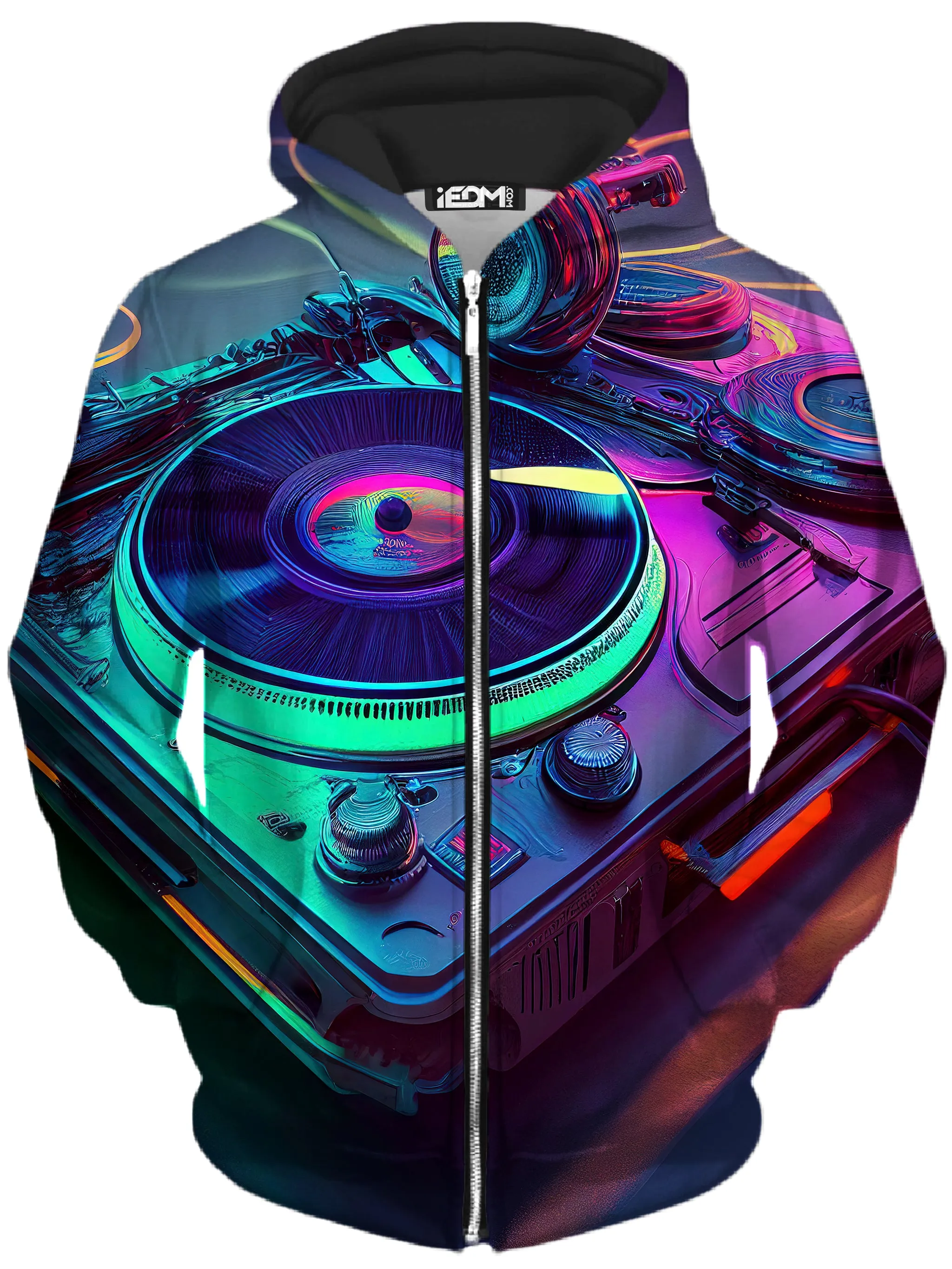 Neon Turntables Zip-Up Hoodie and Leggings Combo