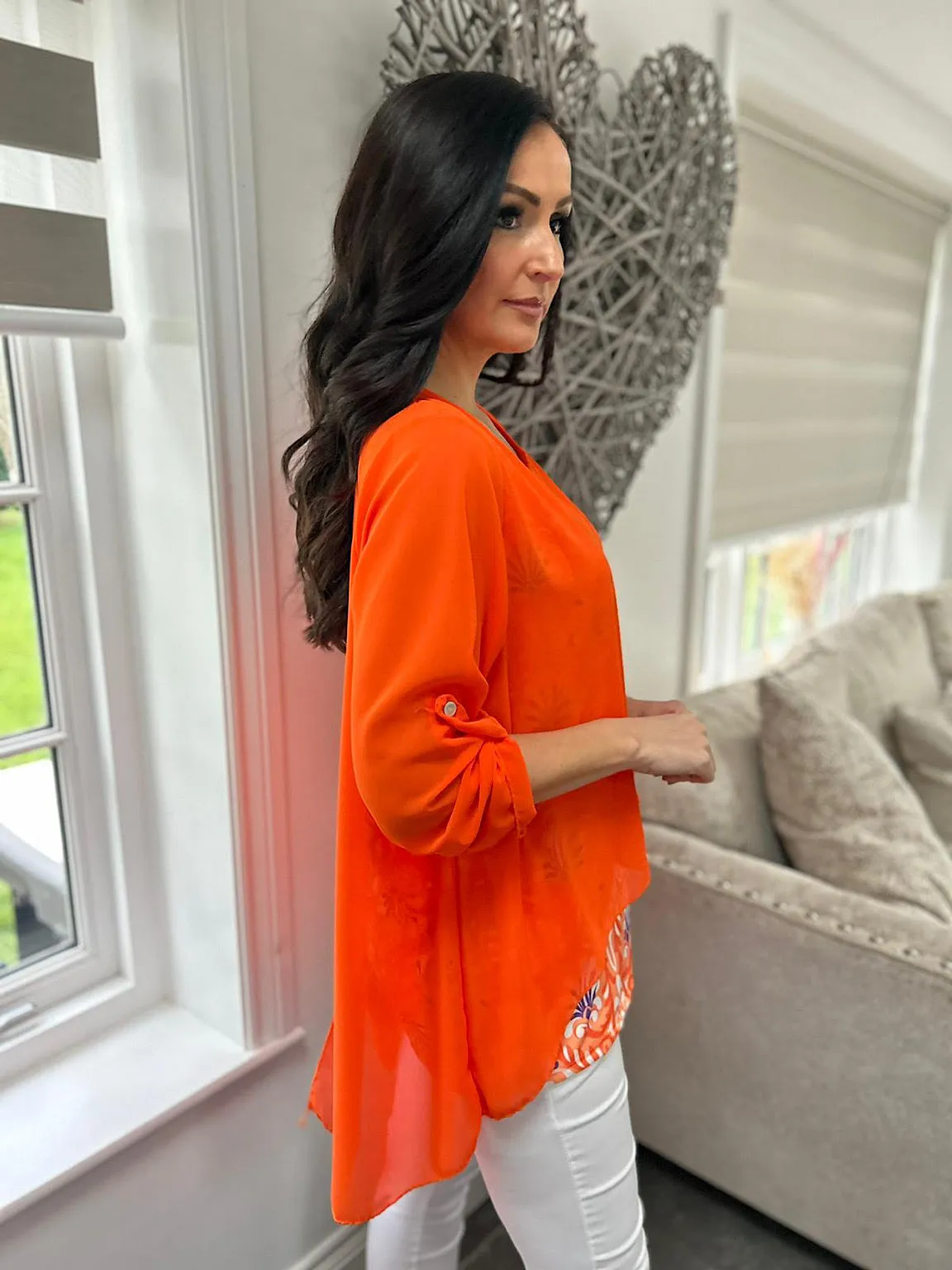 Orange Layered Patterned Blouse Emily