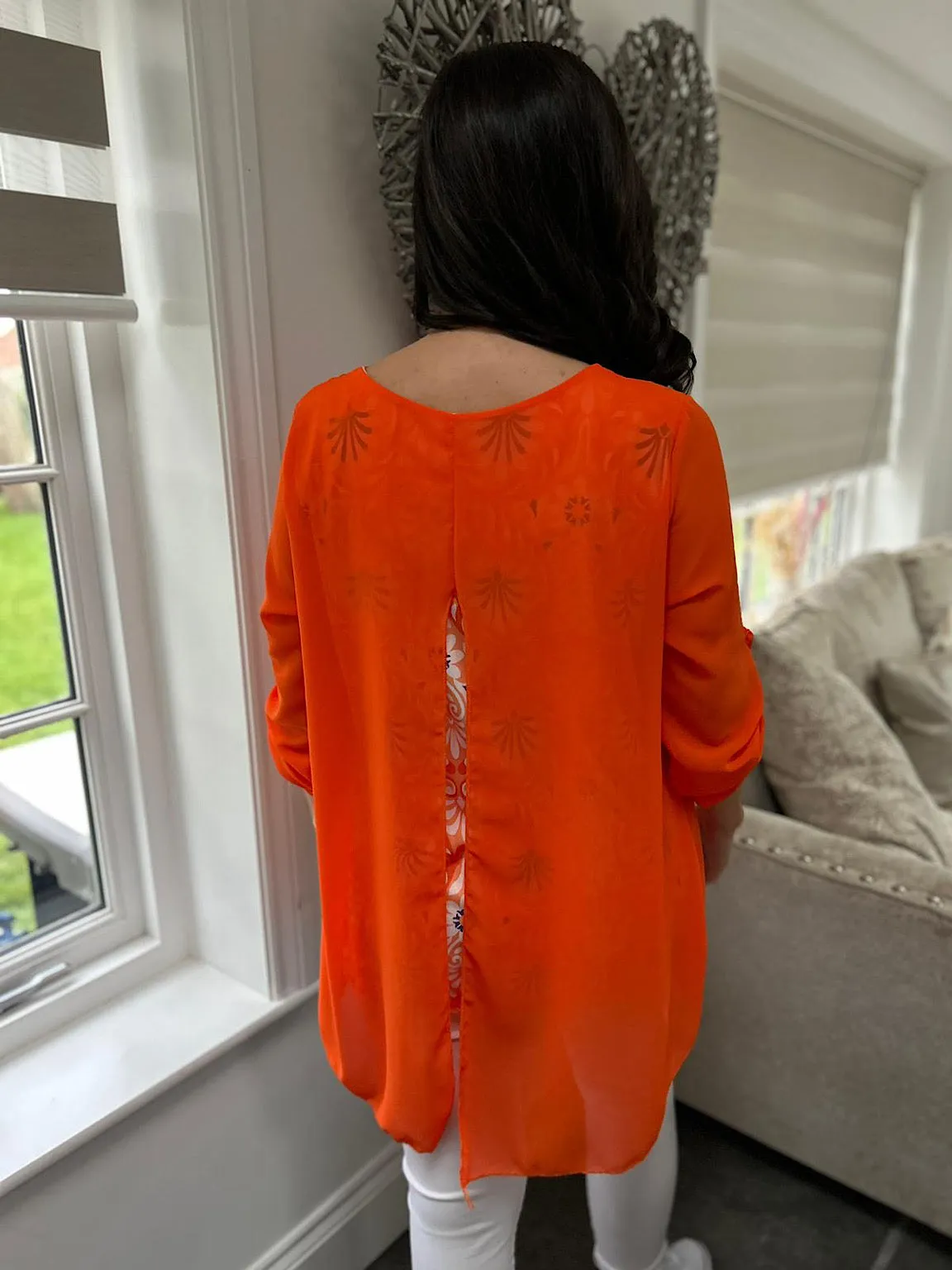 Orange Layered Patterned Blouse Emily