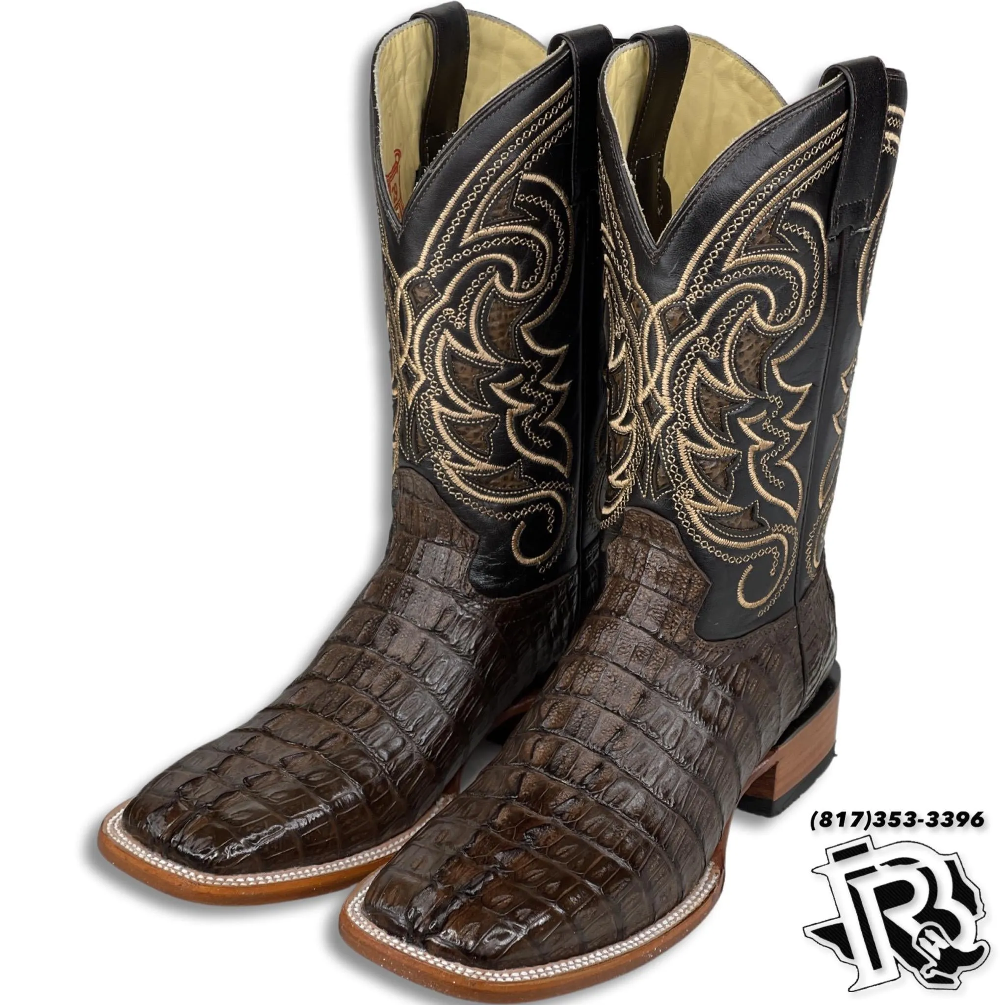 ORIGNAL -CAIMAN TAIL TABACO | MEN WESTERN SQUARE TOE BOOTS ARANGO