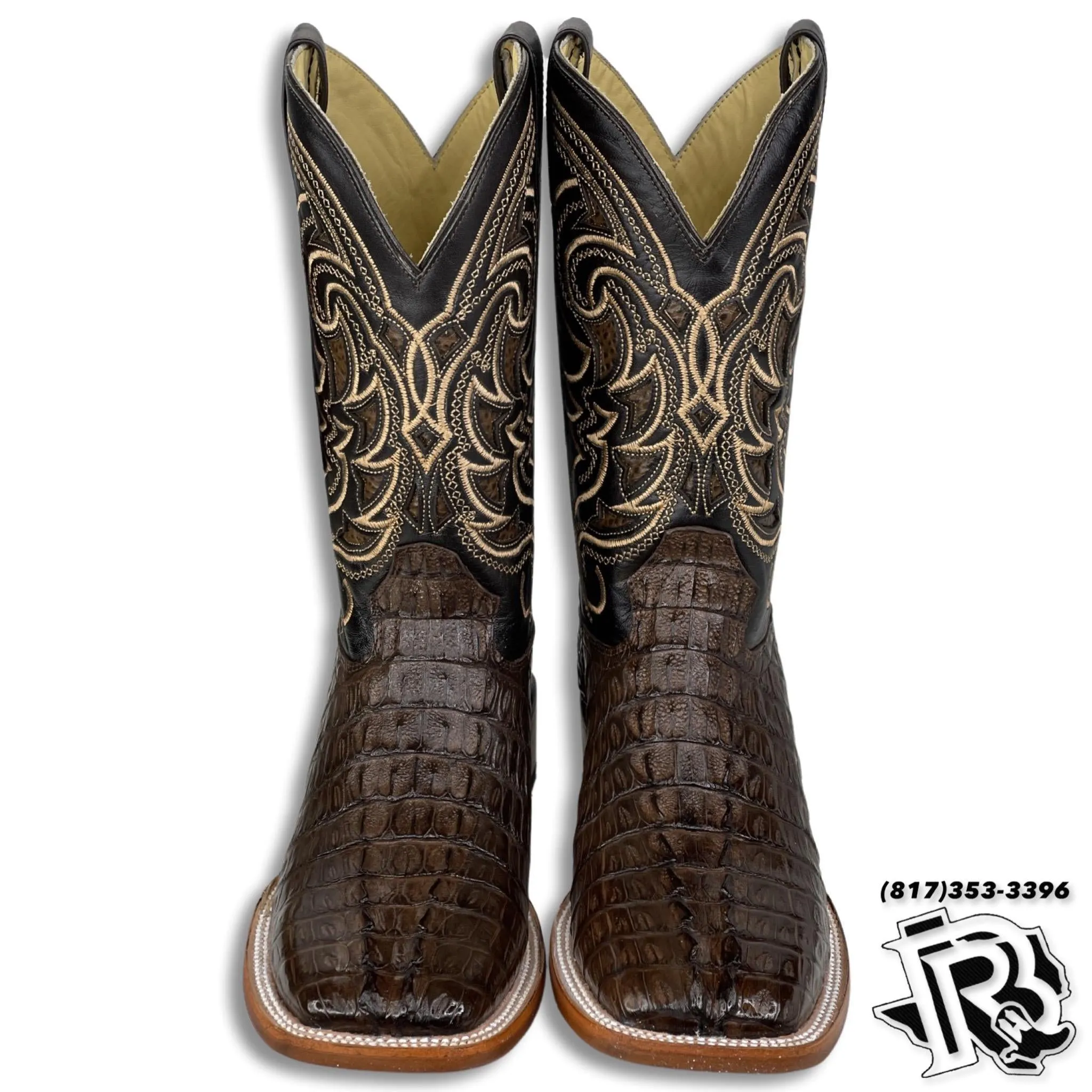 ORIGNAL -CAIMAN TAIL TABACO | MEN WESTERN SQUARE TOE BOOTS ARANGO