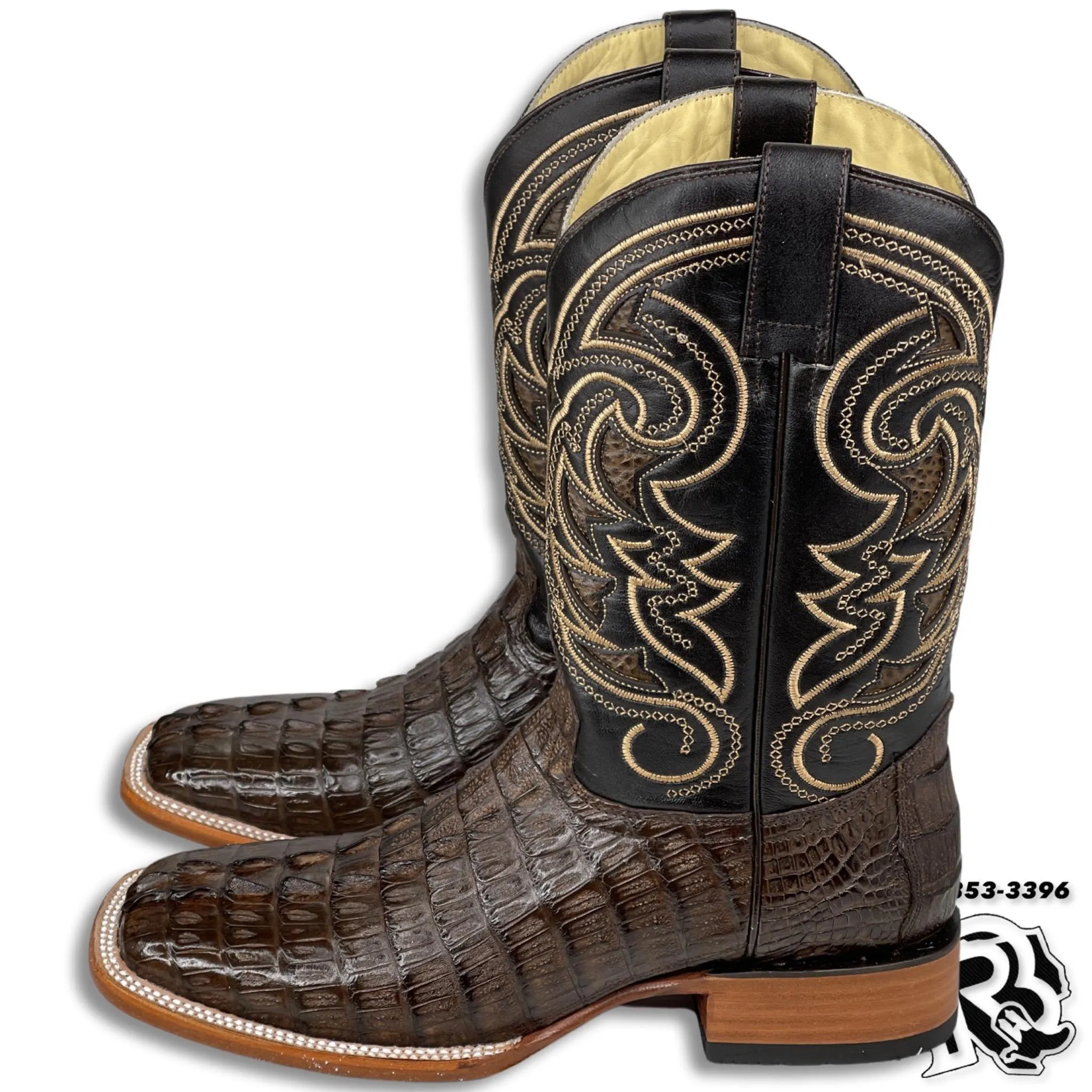 ORIGNAL -CAIMAN TAIL TABACO | MEN WESTERN SQUARE TOE BOOTS ARANGO