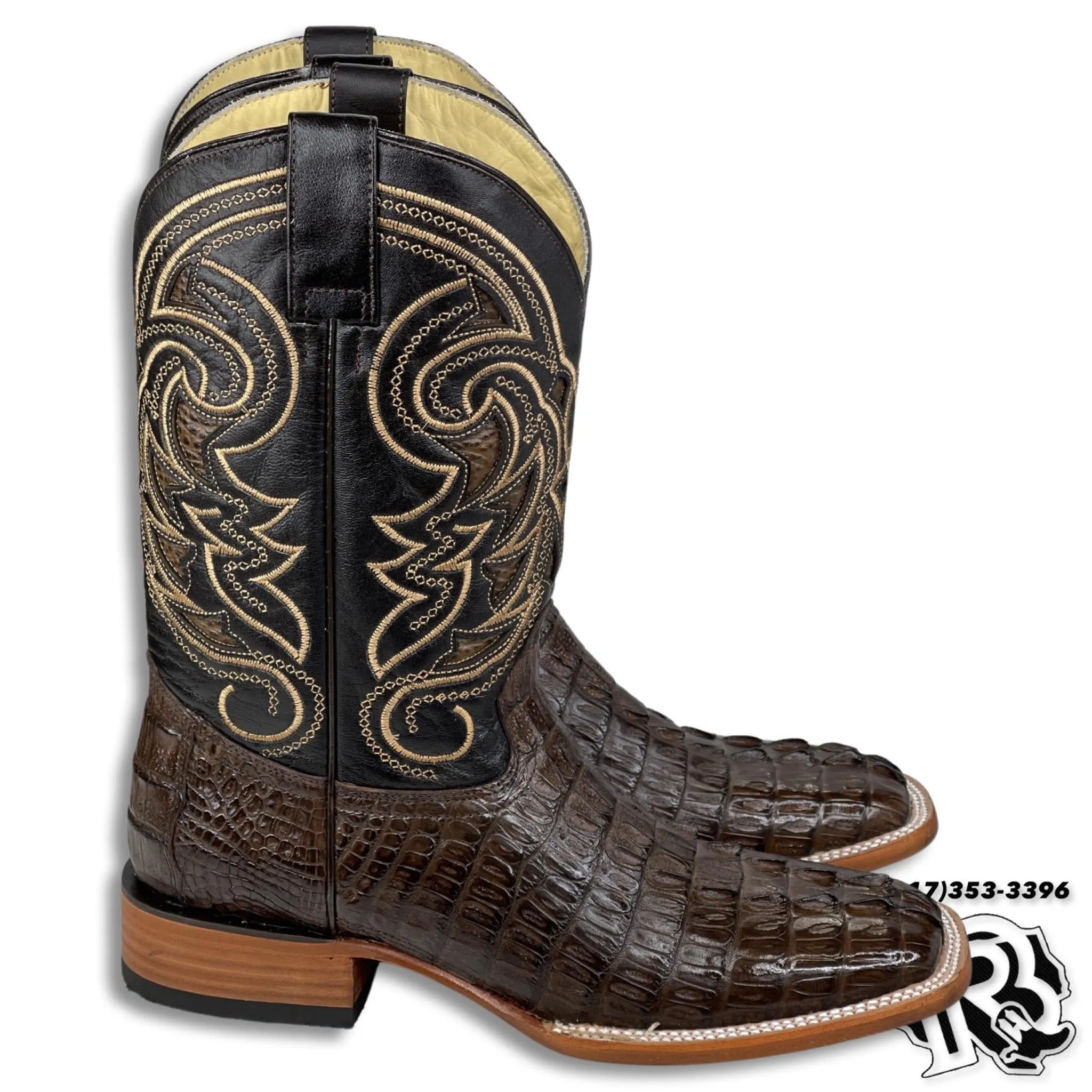 ORIGNAL -CAIMAN TAIL TABACO | MEN WESTERN SQUARE TOE BOOTS ARANGO