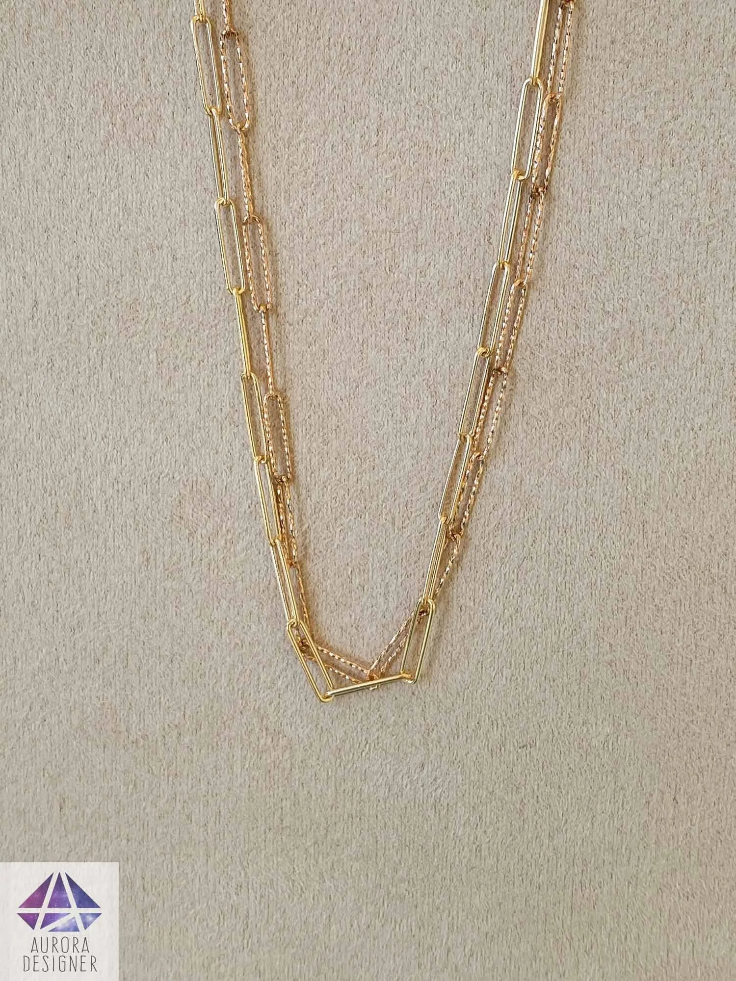 Paper Clip Solid 14K Gold Necklace Bracelet Chain Lariat Y Adjustable Layering Paperclip AD1960