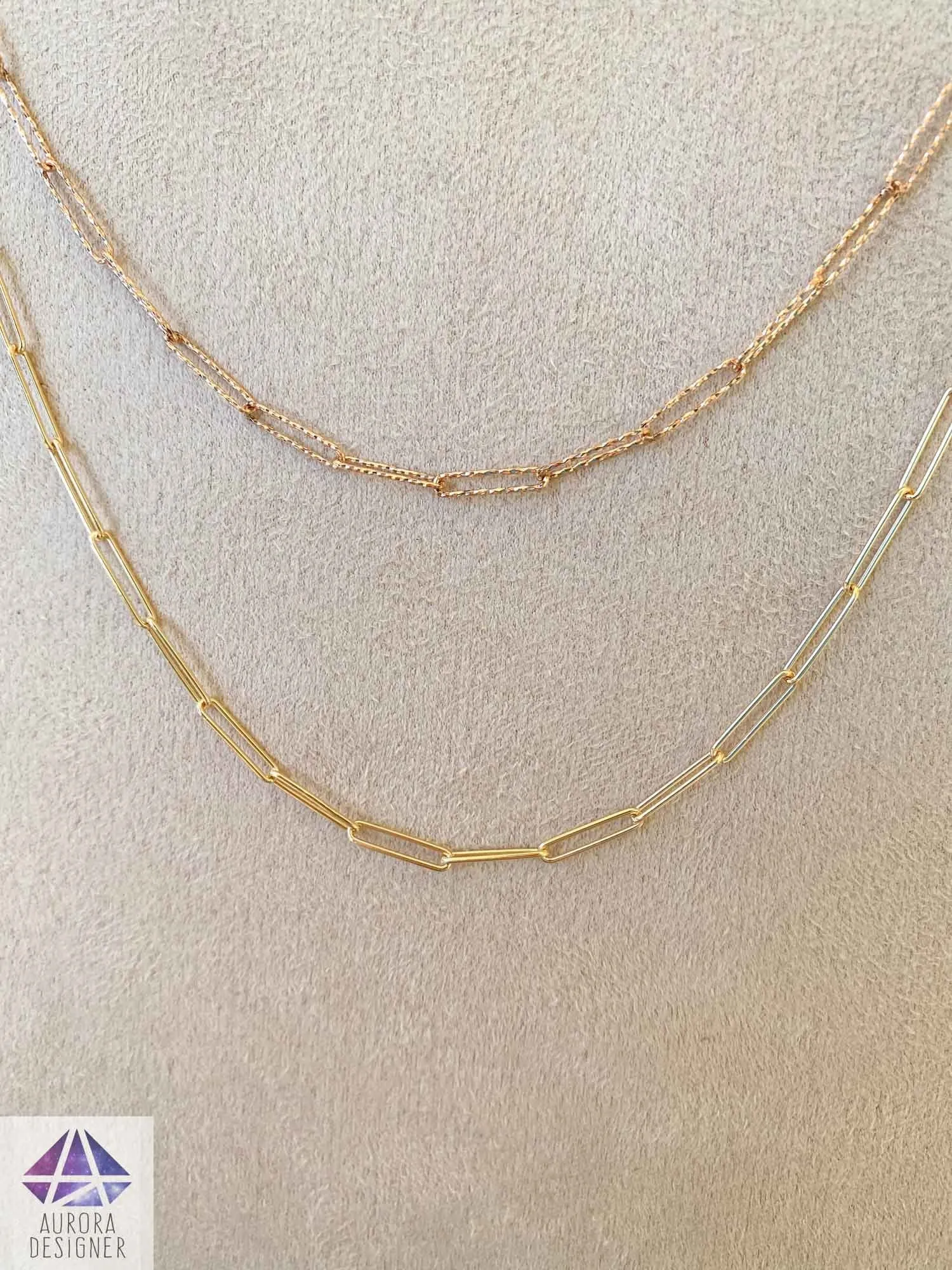 Paper Clip Solid 14K Gold Necklace Bracelet Chain Lariat Y Adjustable Layering Paperclip AD1960