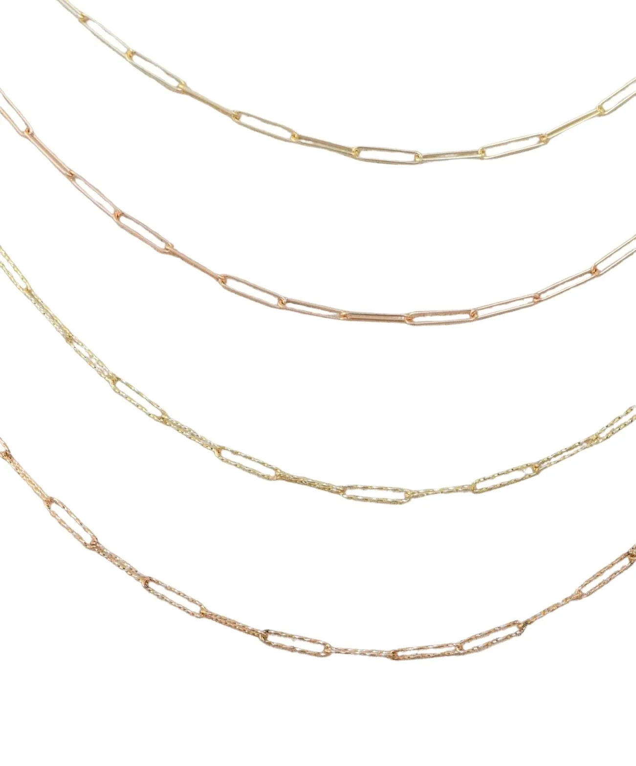 Paper Clip Solid 14K Gold Necklace Bracelet Chain Lariat Y Adjustable Layering Paperclip AD1960