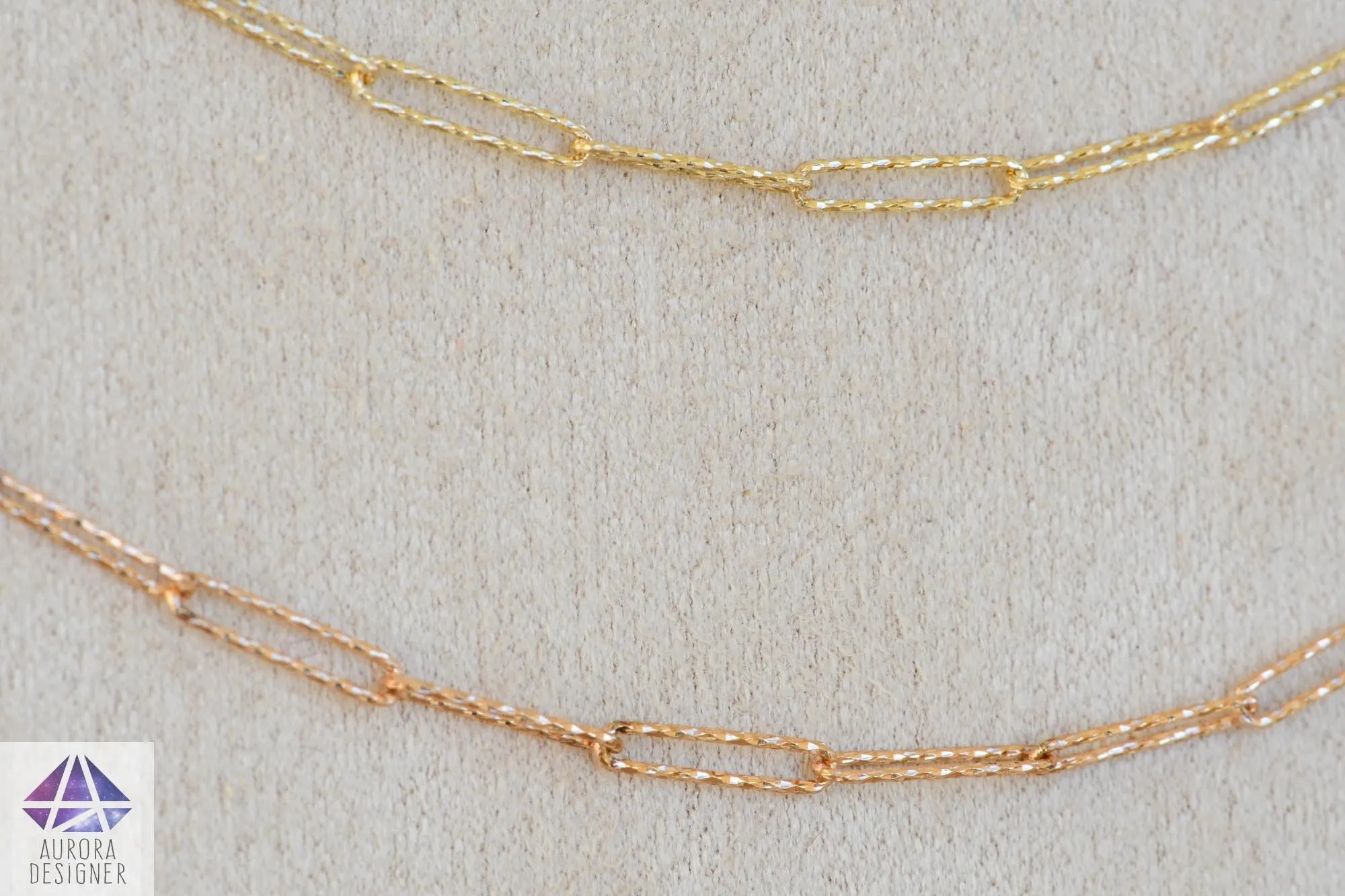 Paper Clip Solid 14K Gold Necklace Bracelet Chain Lariat Y Adjustable Layering Paperclip AD1960