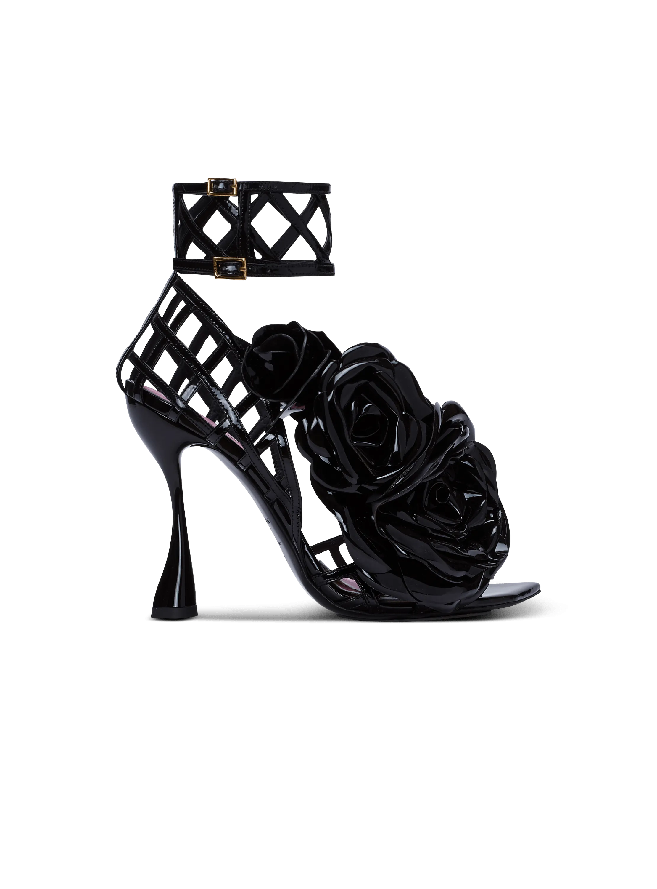 Patent leather Eden sandals with flowers