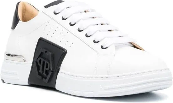 Philipp Plein leather logo-patch sneakers White