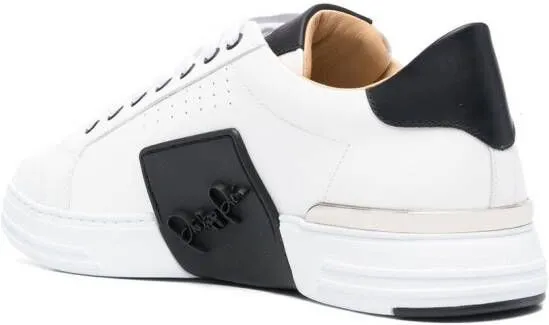 Philipp Plein leather logo-patch sneakers White