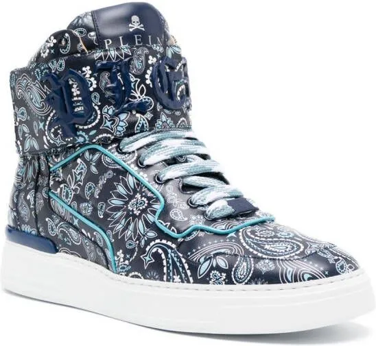 Philipp Plein paisley-print hi-top sneakers Blue