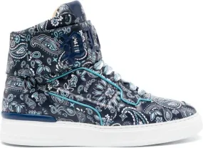 Philipp Plein paisley-print hi-top sneakers Blue