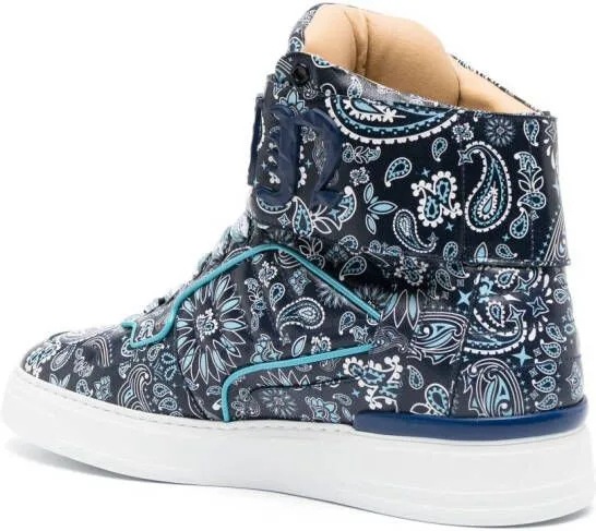 Philipp Plein paisley-print hi-top sneakers Blue