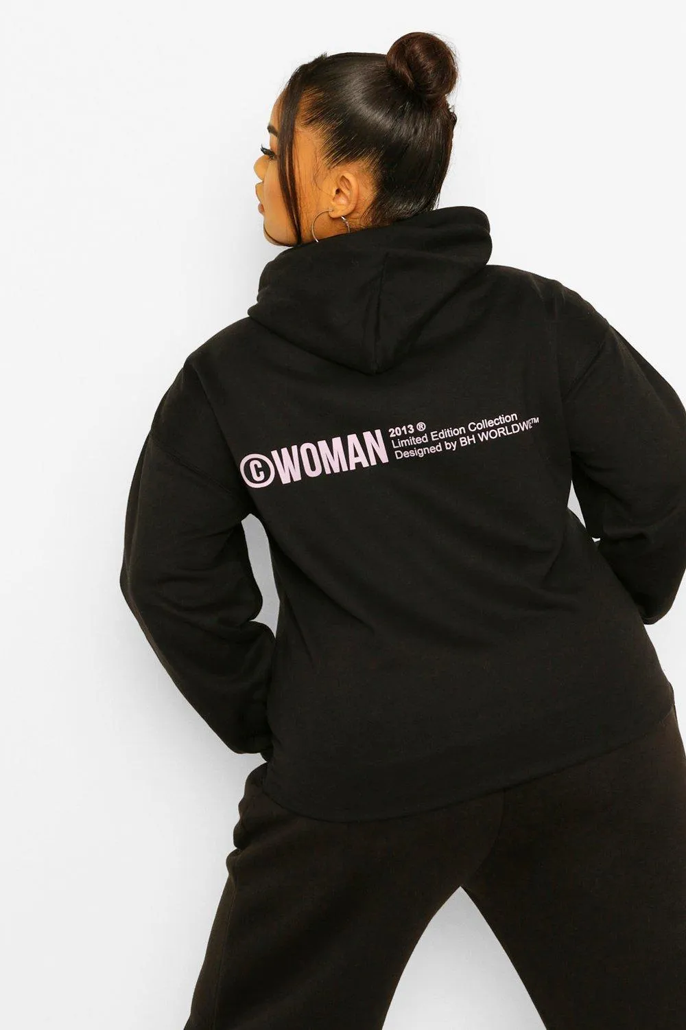 Plus Woman Back Print Hoody