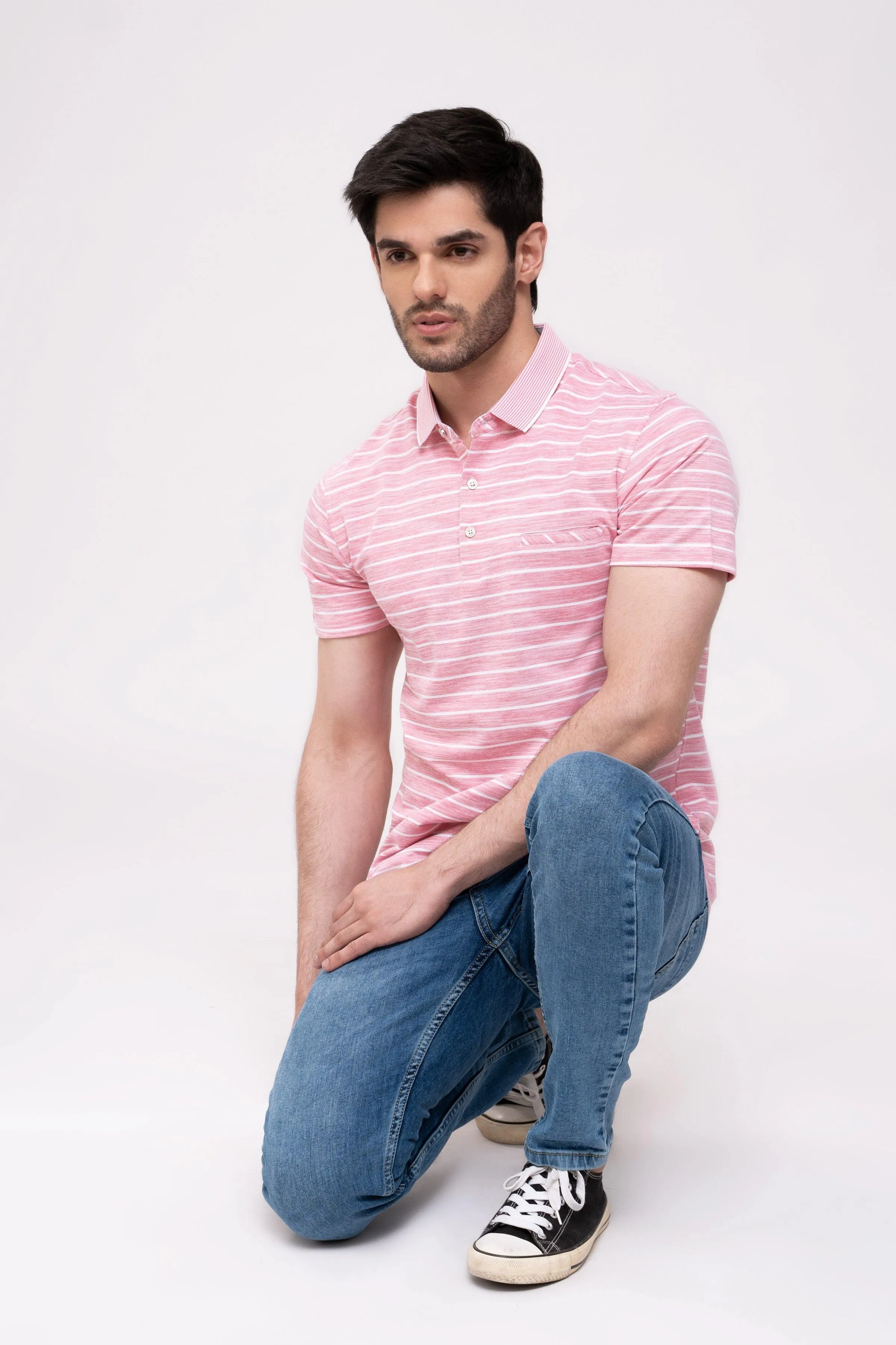 POLO SHIRT PINK WHITE