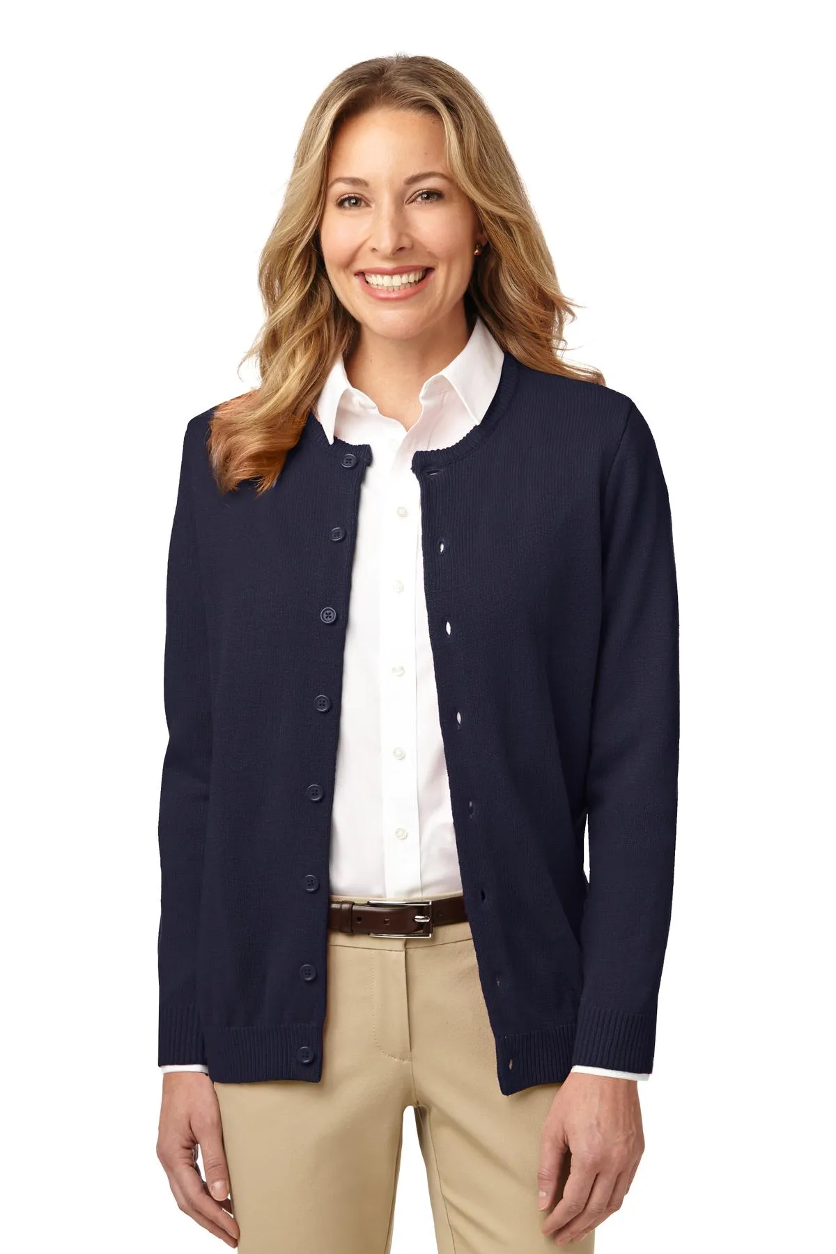 Port Authority LSW304 Ladies Value Jewel-Neck Cardigan Sweater