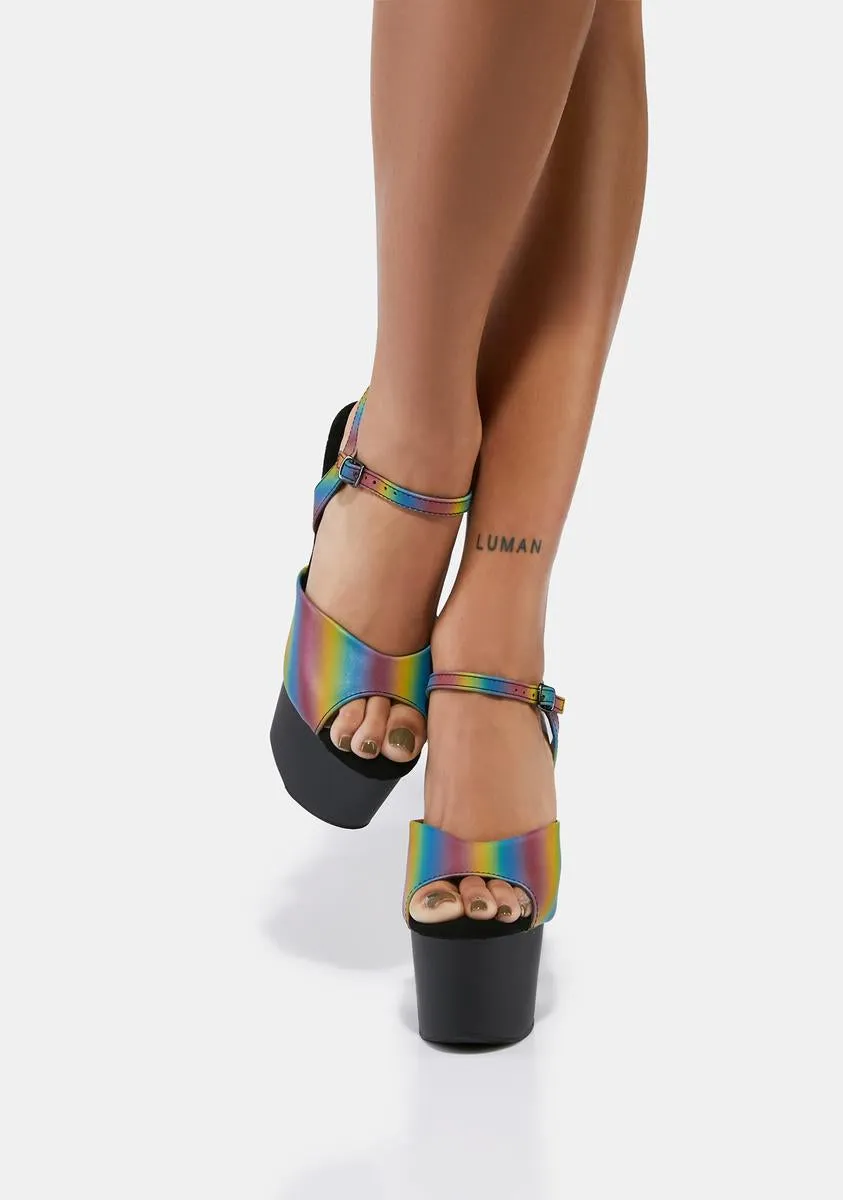 Prism Shift Reflective Platform Heels-