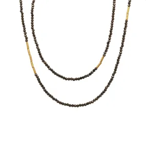 Pyrite Beaded Necklace with 22K Yellow Gold Beads