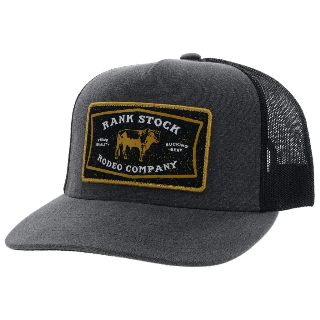 RANK STOCK HAT HOOEY CHARCOAL CAP WITH GOLD STITCHING