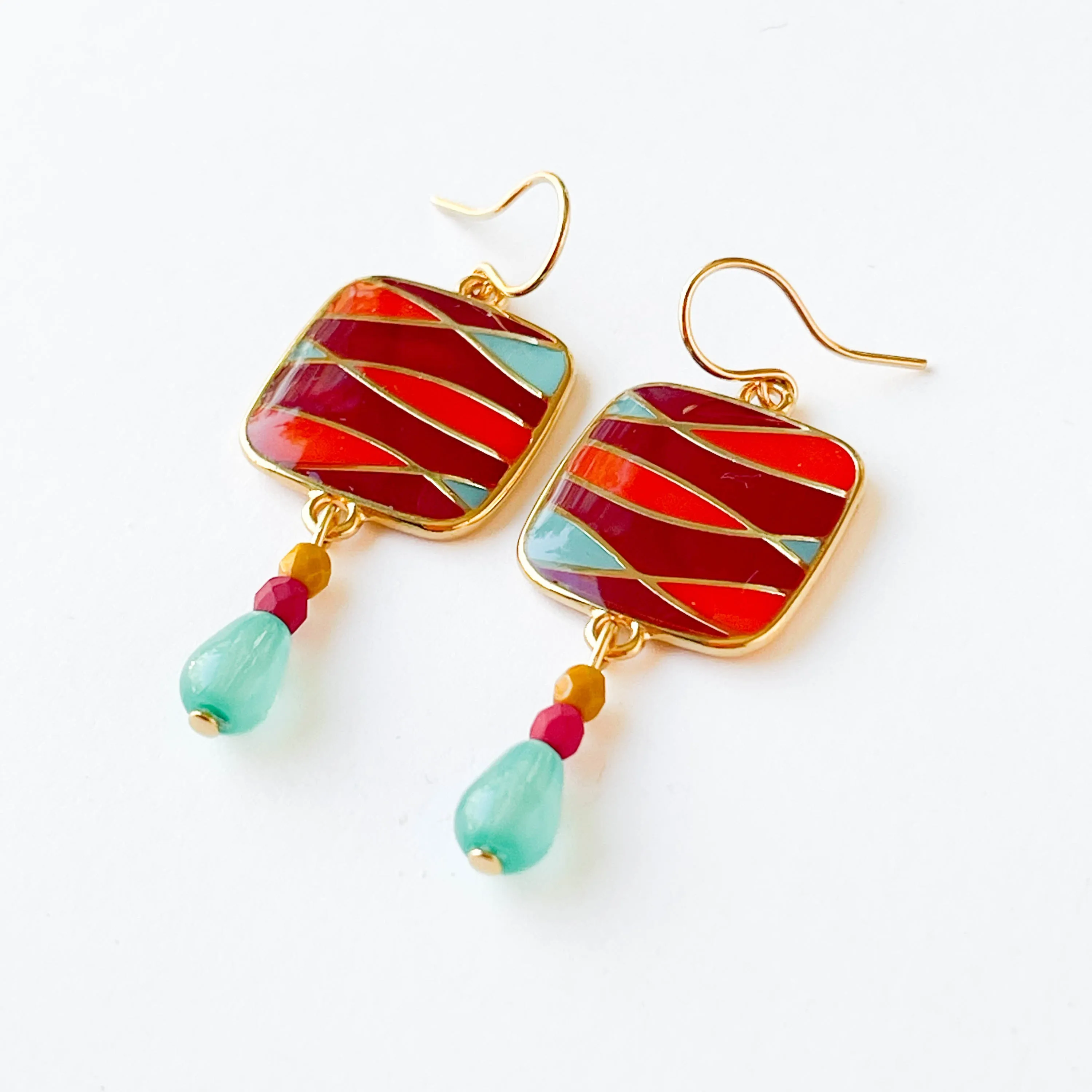 Red Mid-Century Style Earrings