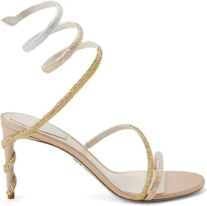 René Caovilla Margot crystal-embellished sandals Gold