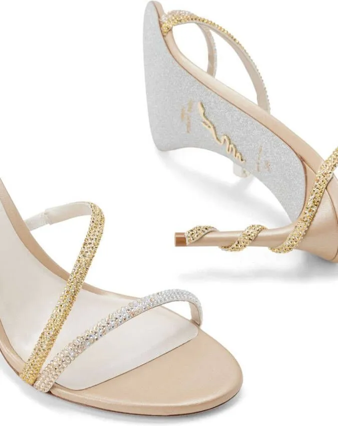 René Caovilla Margot crystal-embellished sandals Gold