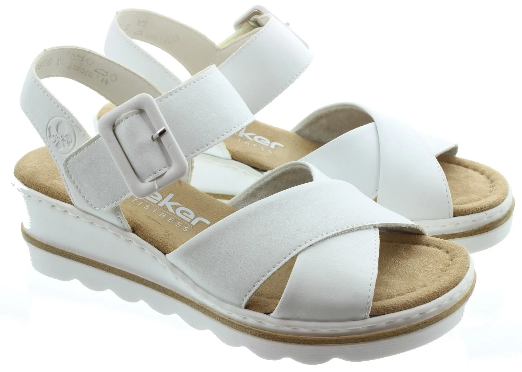 RIEKER Ladies 67463 Wedge Sandals In White