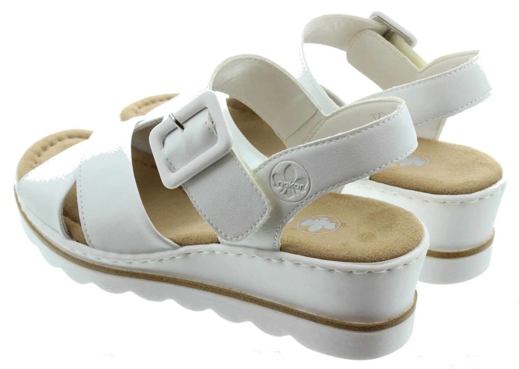 RIEKER Ladies 67463 Wedge Sandals In White