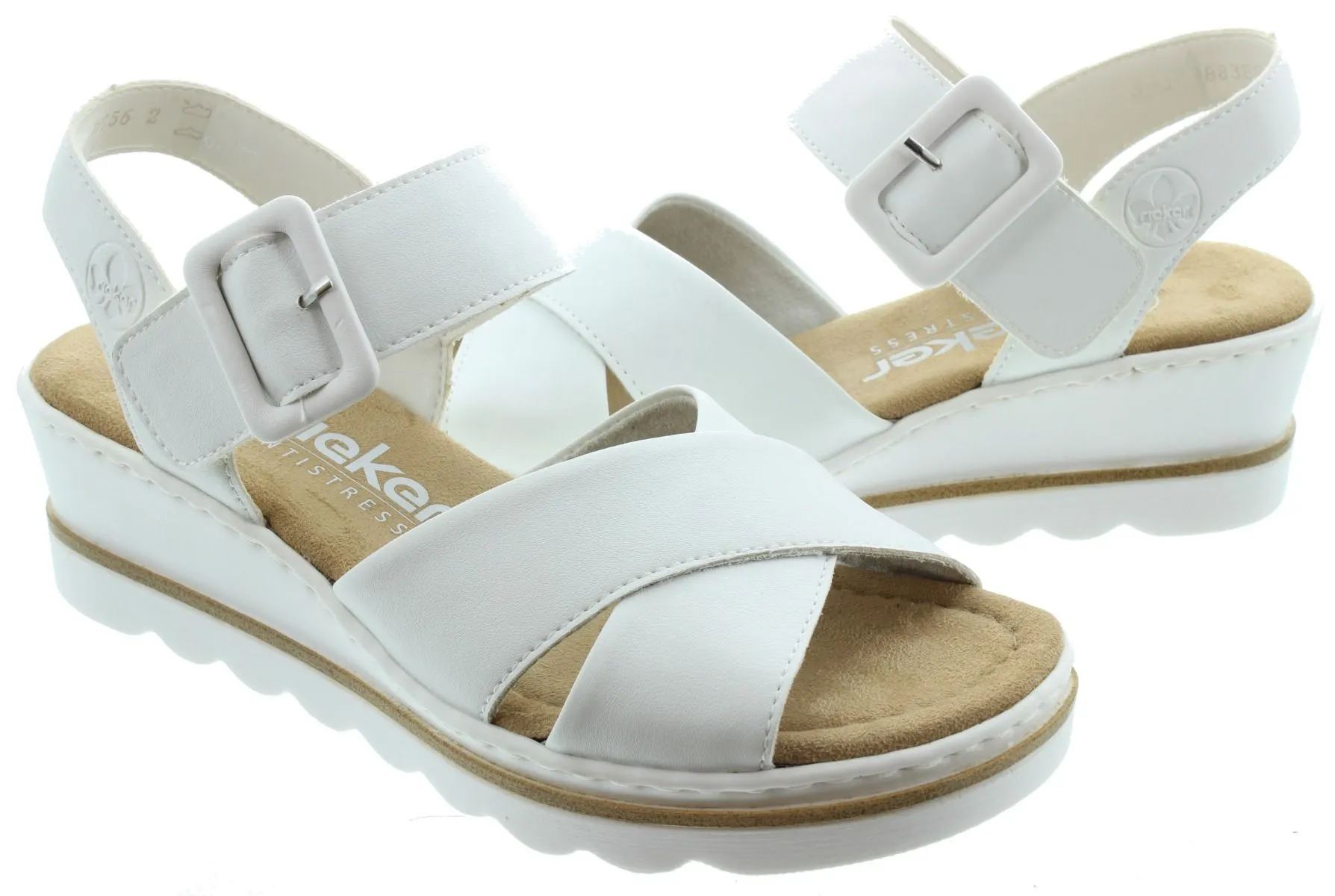 RIEKER Ladies 67463 Wedge Sandals In White