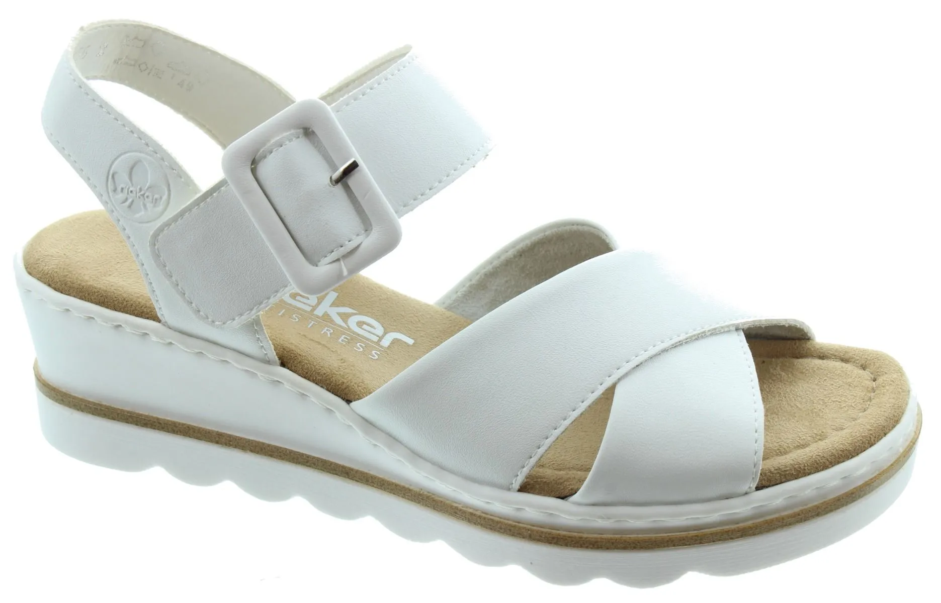 RIEKER Ladies 67463 Wedge Sandals In White