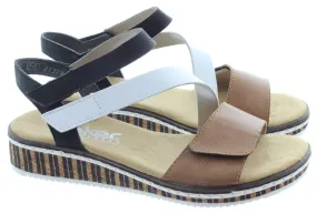 RIEKER Ladies V3670 Multi Sandals In Tan Multi