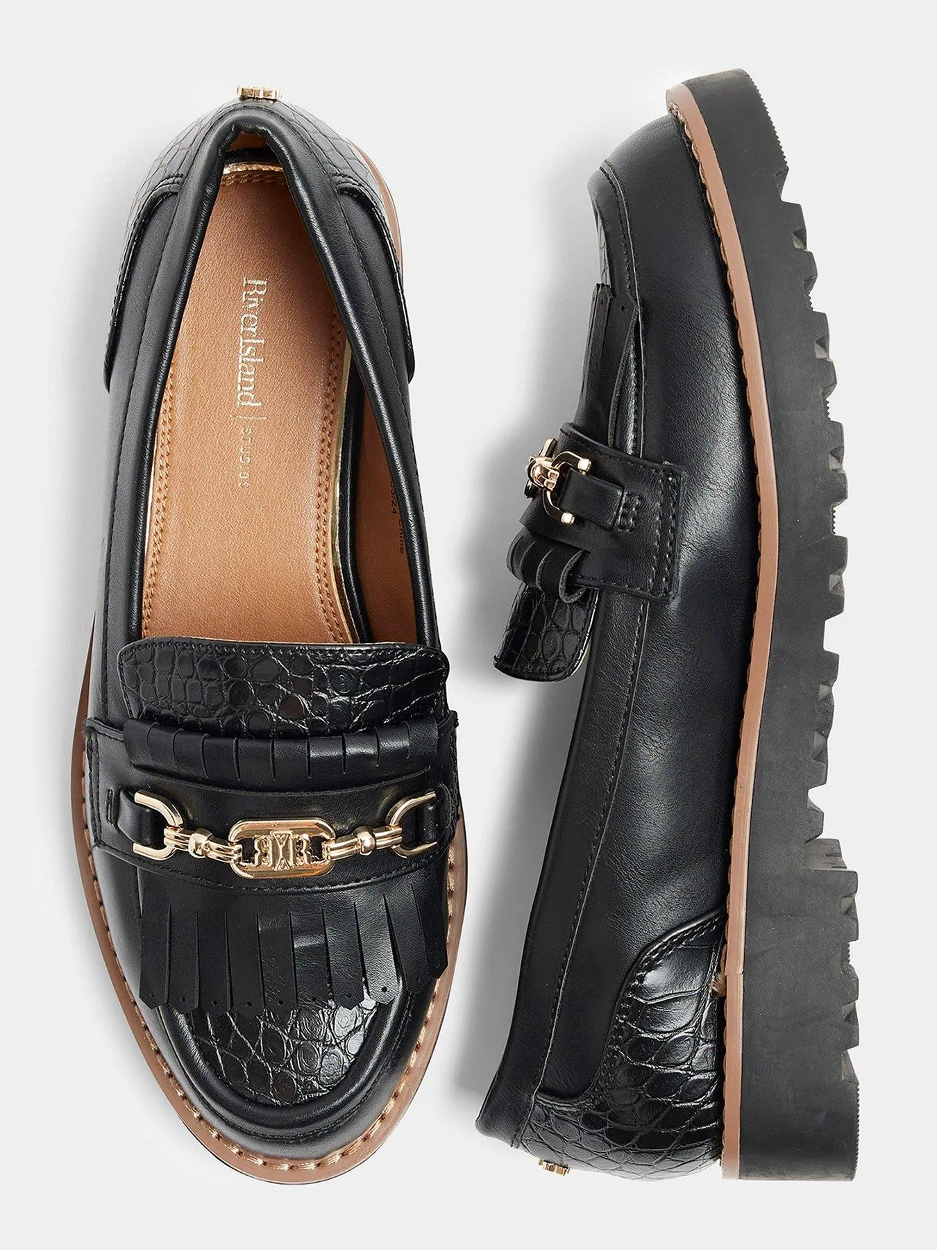 River Island Fringed Snaffle Loafer - Black