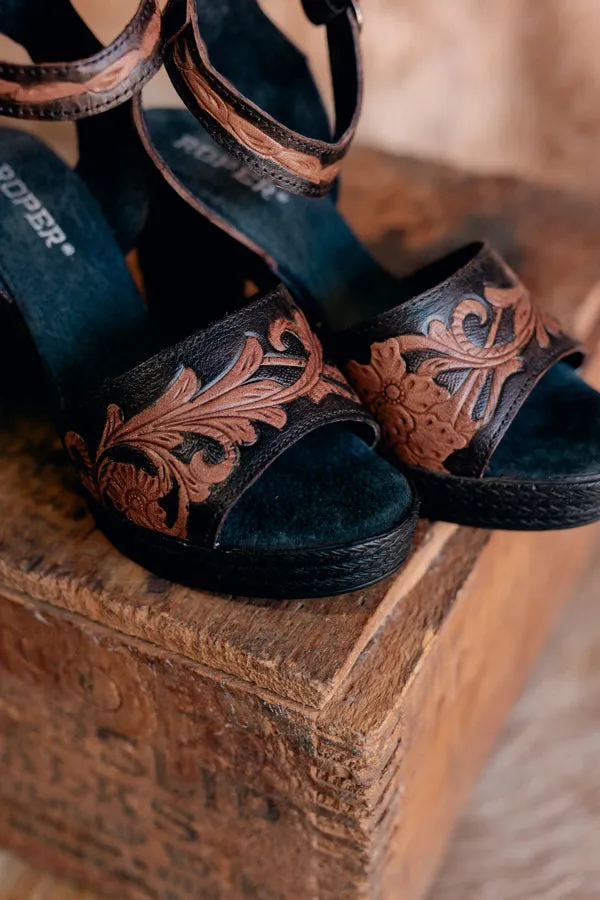 Roper High Tide Tooled Leather Heels ON SALE NOW: 50% OFF