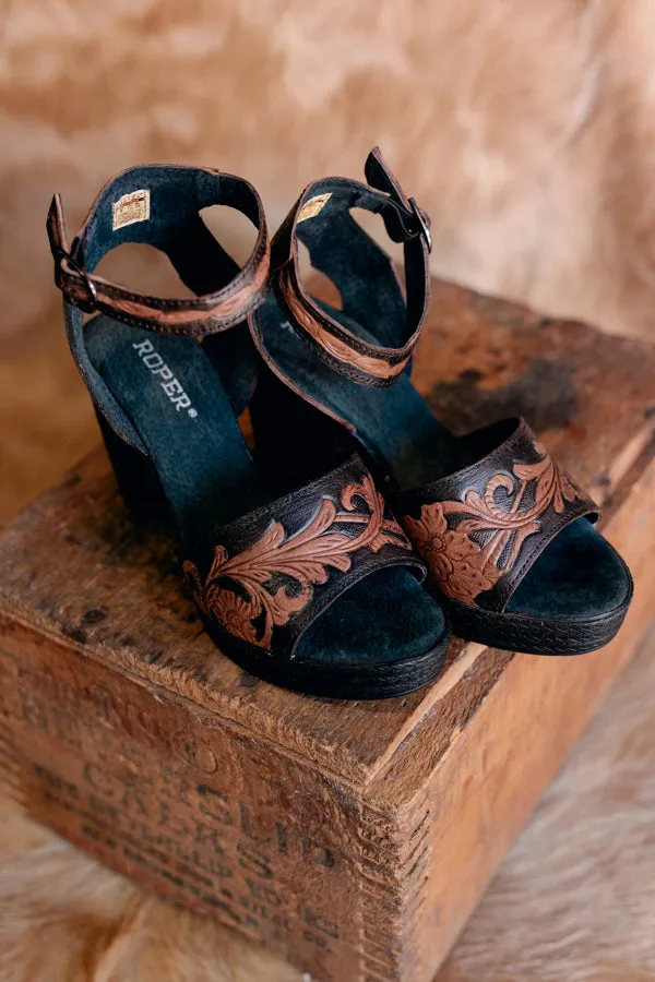 Roper High Tide Tooled Leather Heels ON SALE NOW: 50% OFF