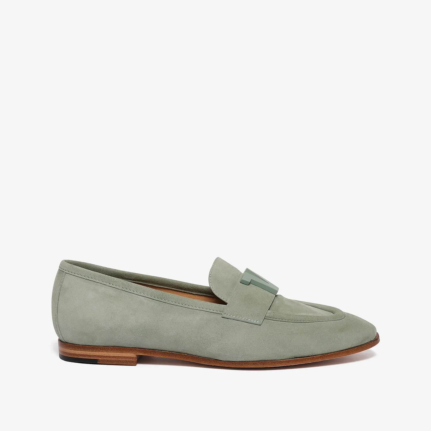 Sage green women's suede loafer