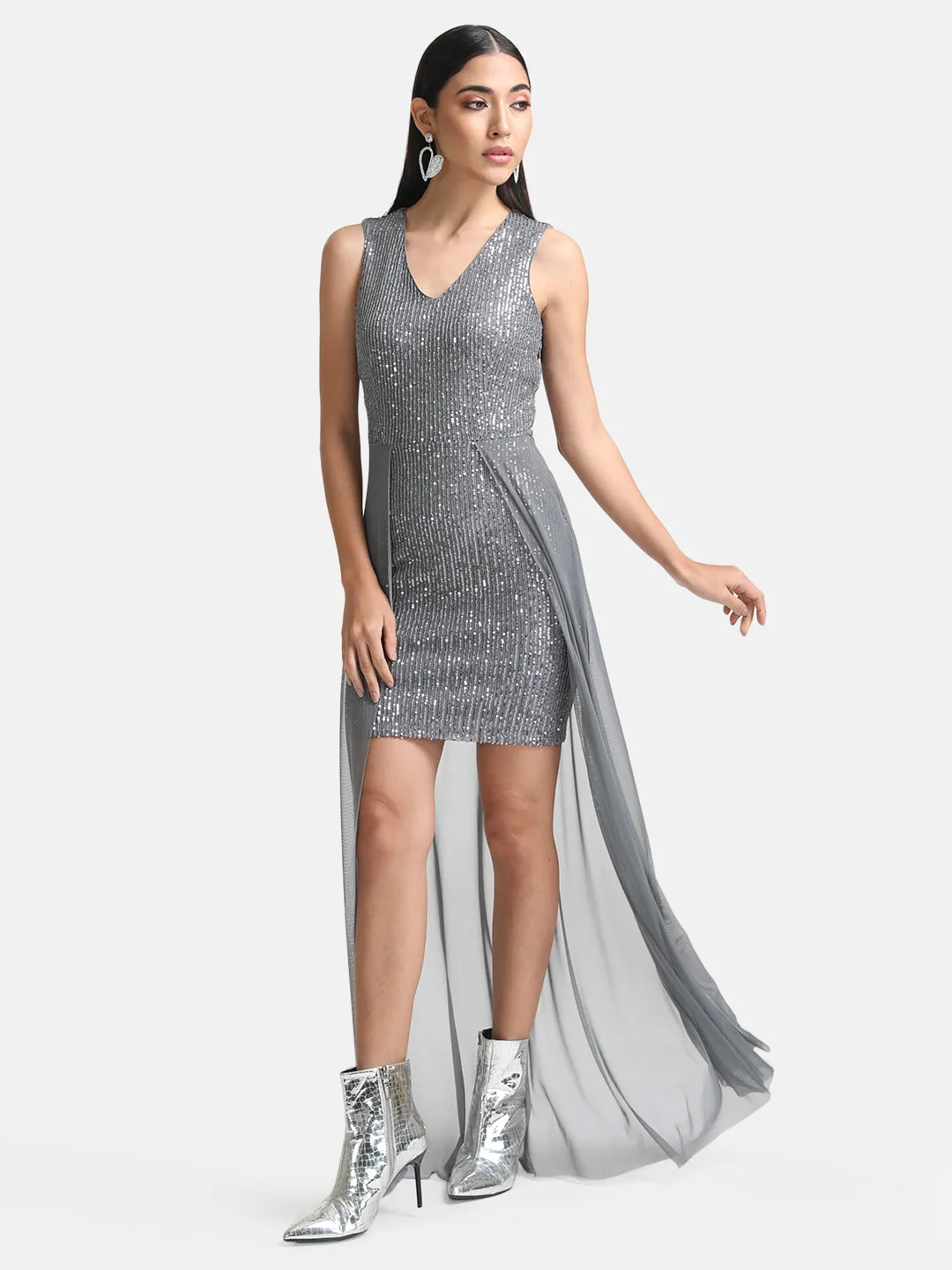 Sequin Maxi Dress With Overlay