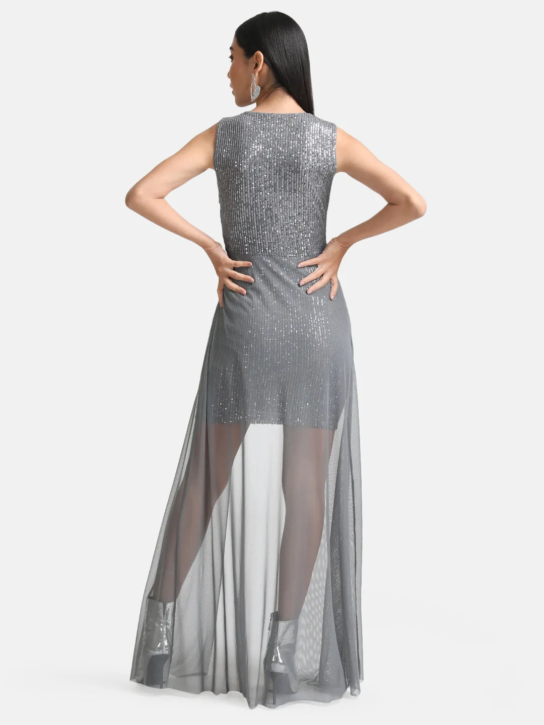 Sequin Maxi Dress With Overlay