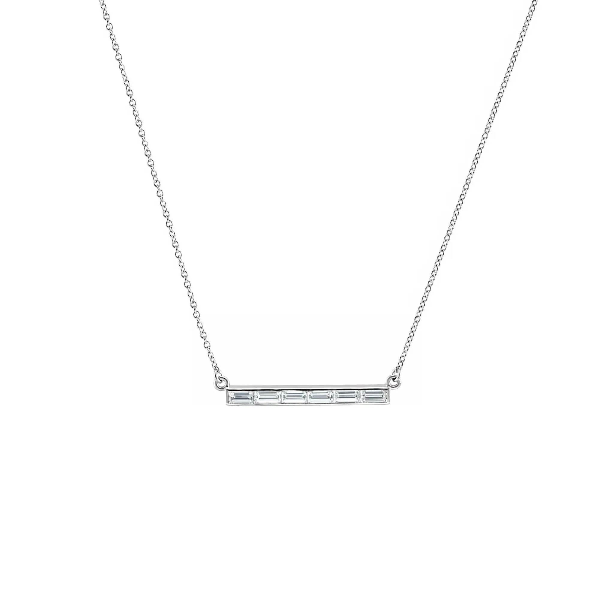 Six Stone Bar Necklace White Gold