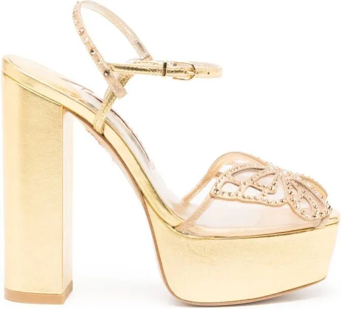 Sophia Webster Farfalla crystal-embellished 140mm sandals Gold