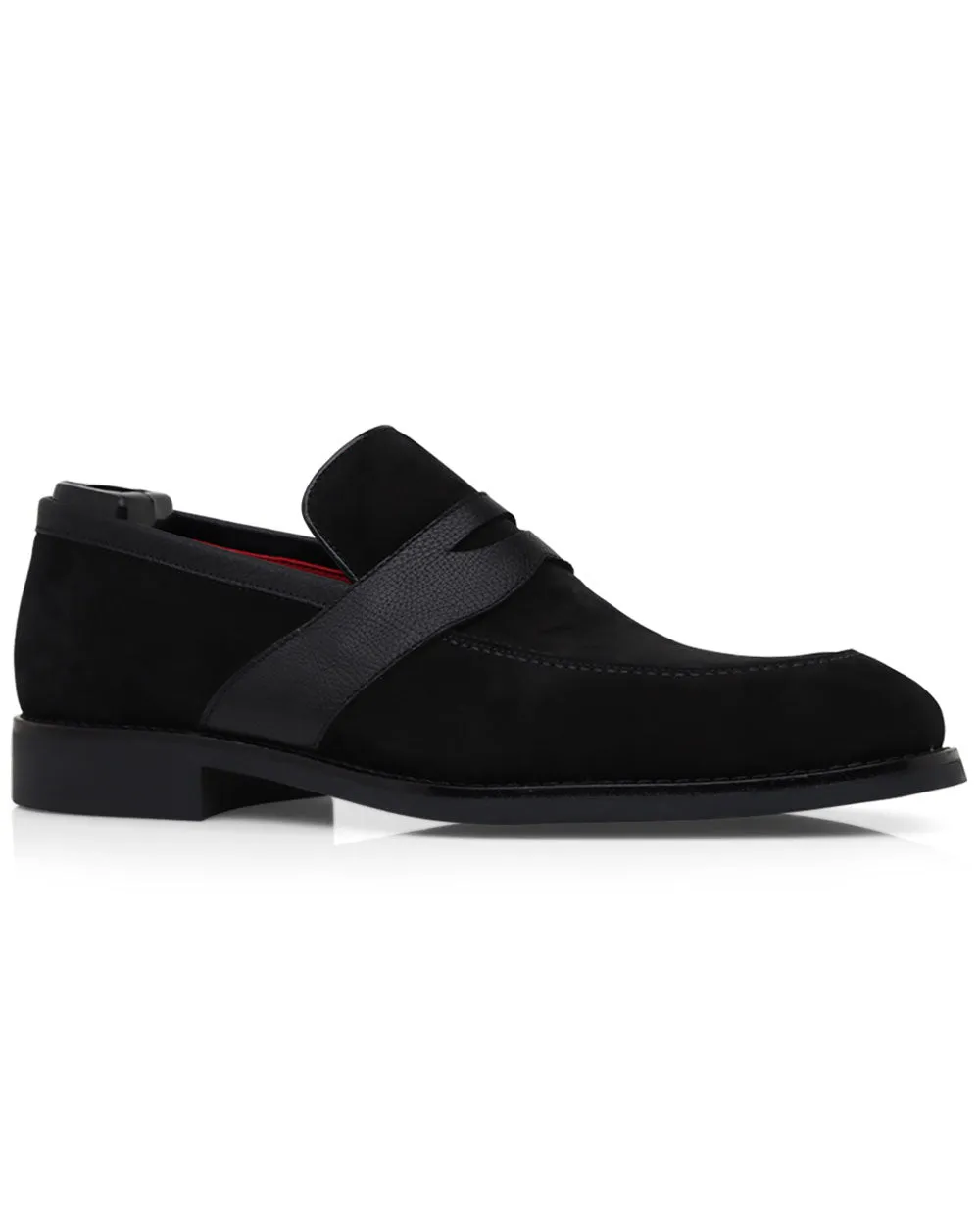 Suede Penny Loafer in Black